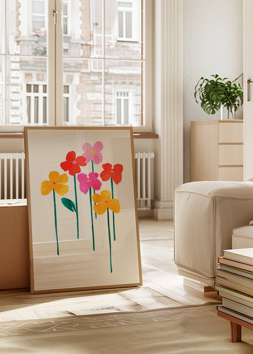 Botanische poster speelse aquarelbloemen