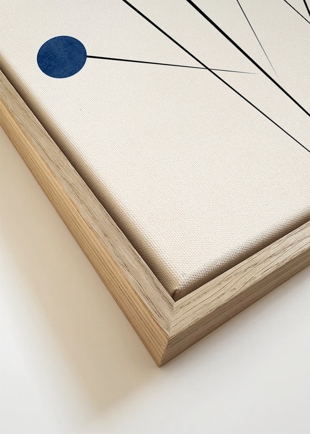 Botanische poster met blauwe bollen en lijnen