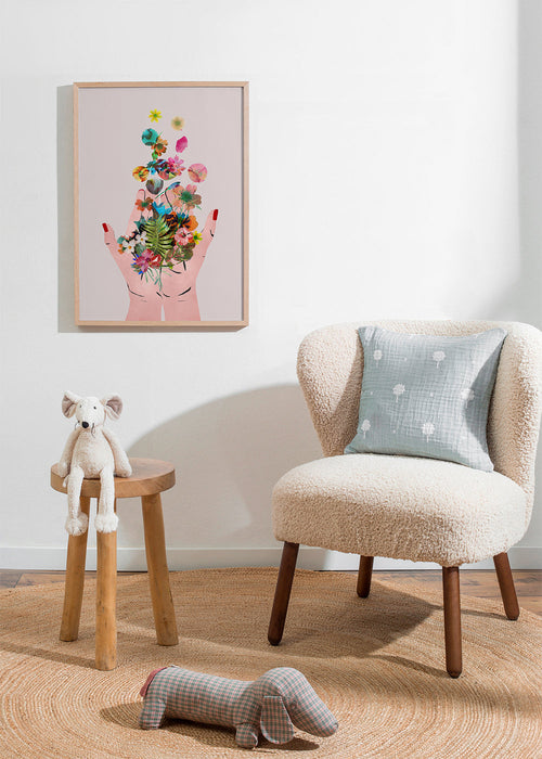 Botanische print handen en bloemen collage