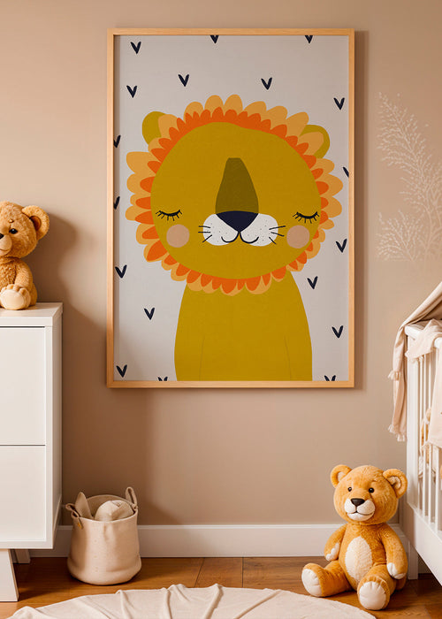 Kinderposter: slaperige leeuw