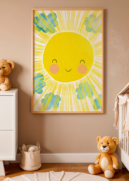 Kinderprint glimlachende zon