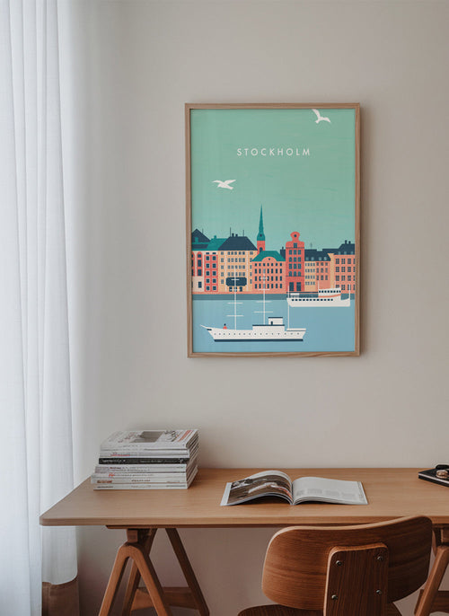 Poster Stockholm haven met boten