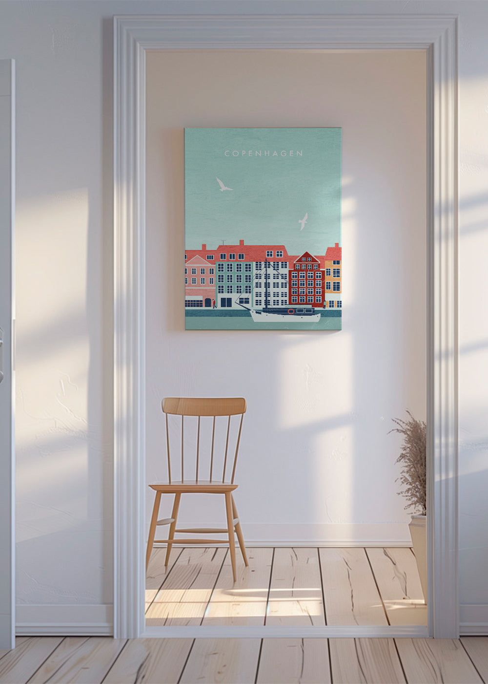 Keuken kunst Kopenhagen haven met boot