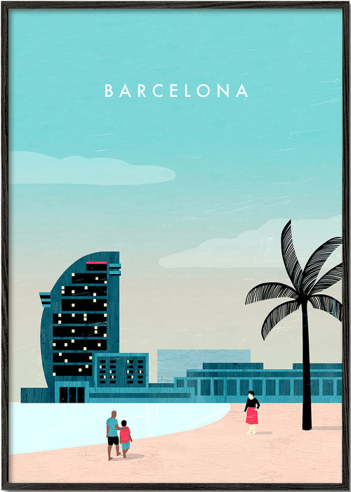 Reisposter Barcelona strandtaferelen