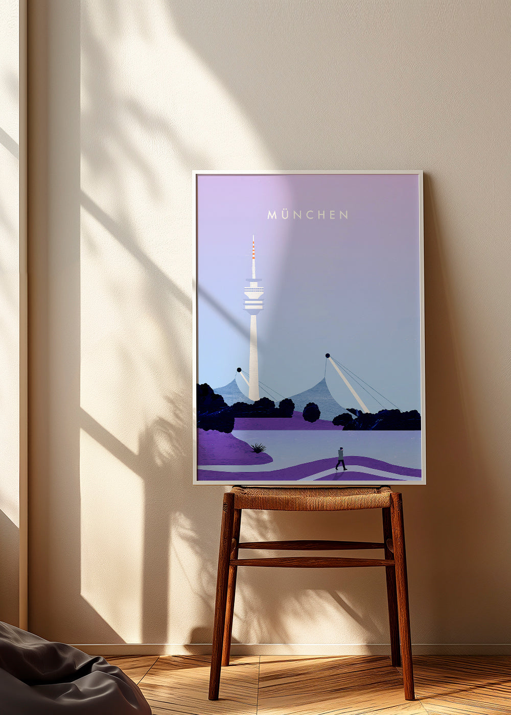 Stadsposter München skyline gestileerd