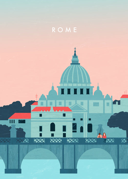Reisposter Rome in pasteltinten