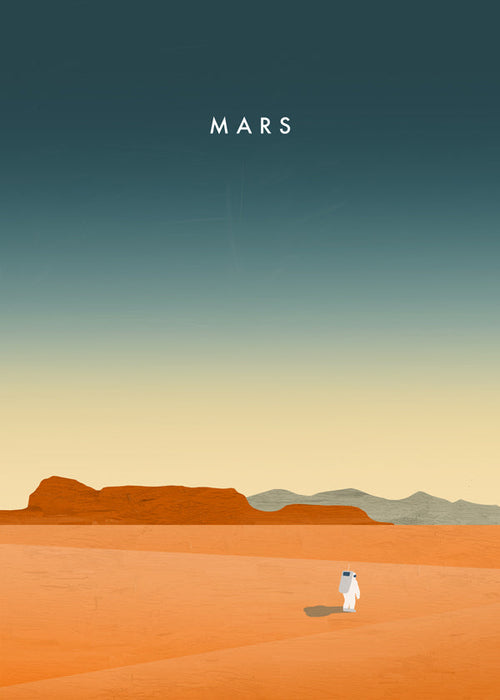 Landschap kunst: Mars-scène met astronaut