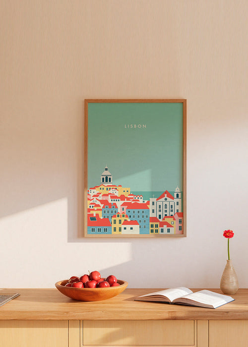 Stedenposter Lissabon geïllustreerde skyline