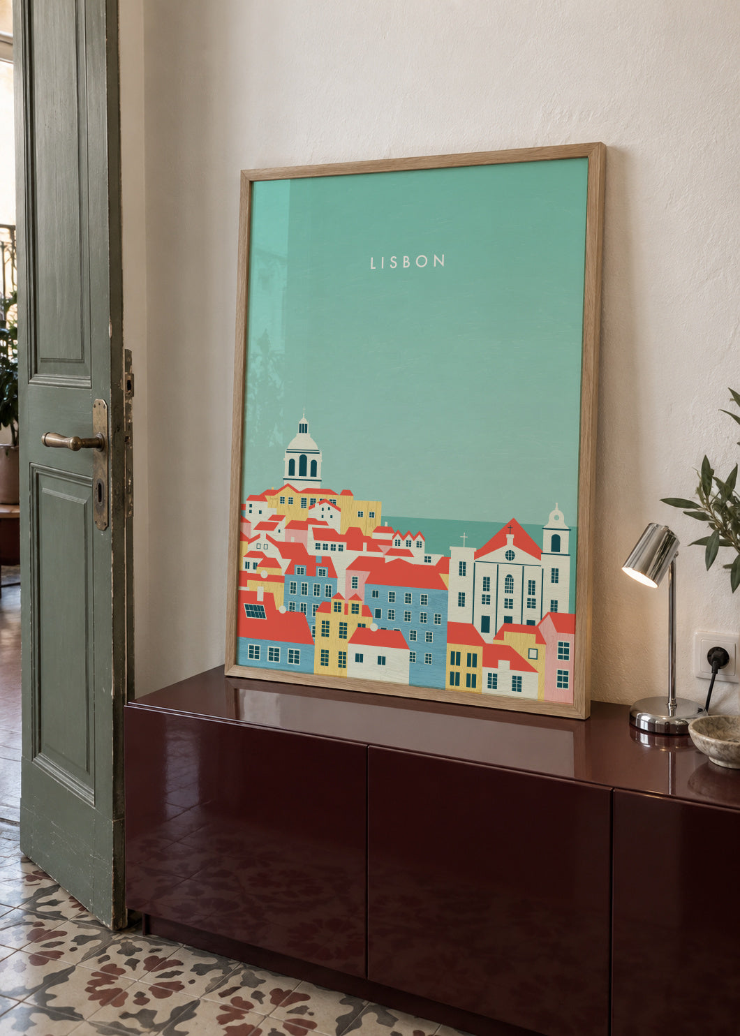 Lisbon - Framed poster in an interior