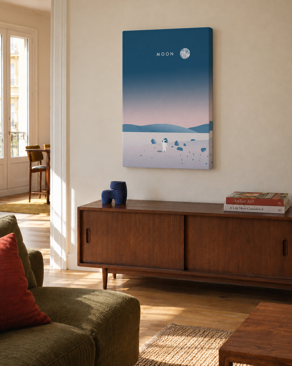 Moon - Unframed canvas in an interior