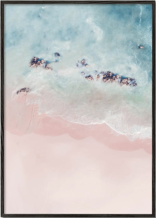 Landschap kunst: roze strand luchtfoto