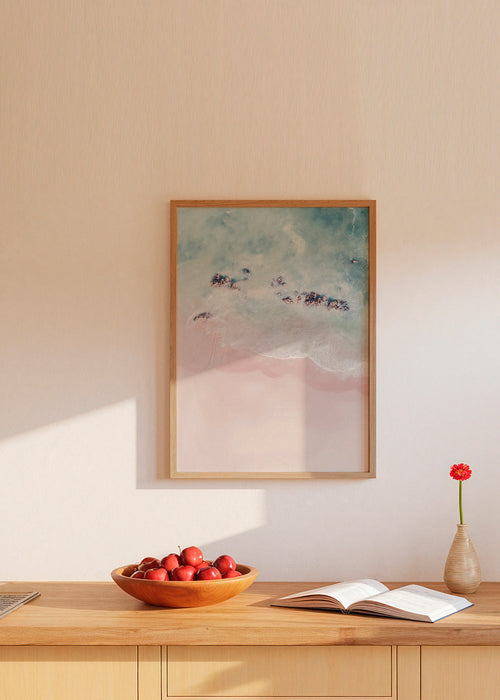 Landschap kunst: roze strand luchtfoto