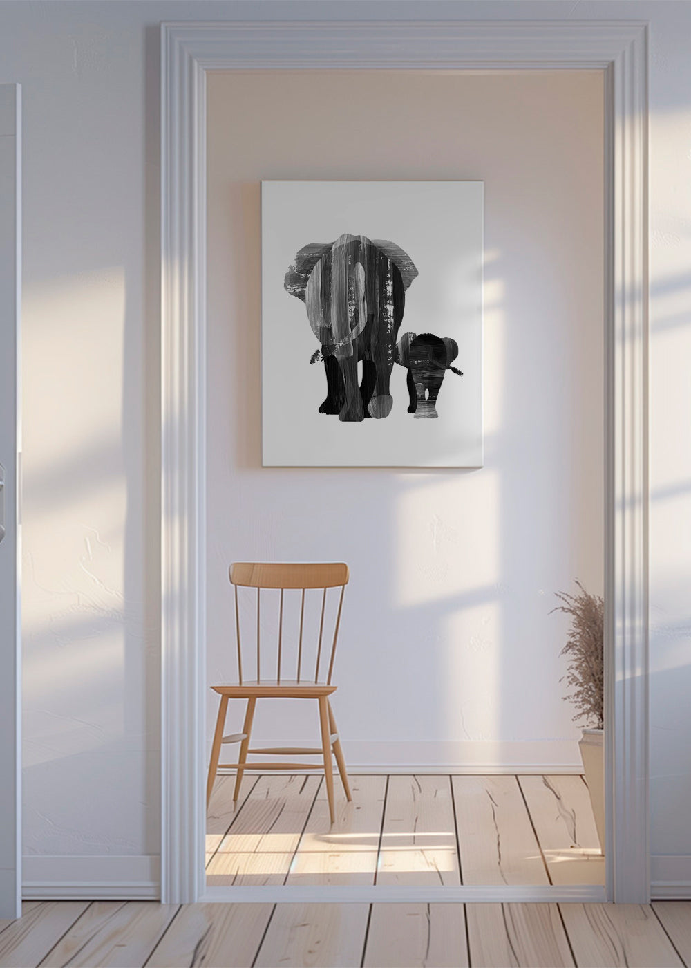 Olifanten kunst in penseelstreken