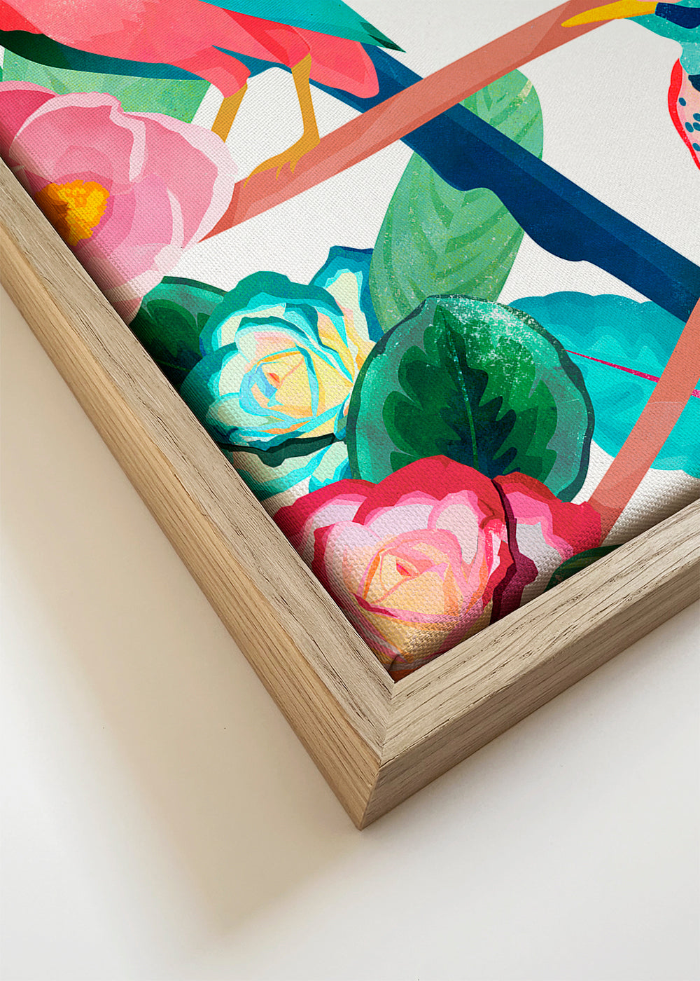 Illustratie vogels en bloemen op tak