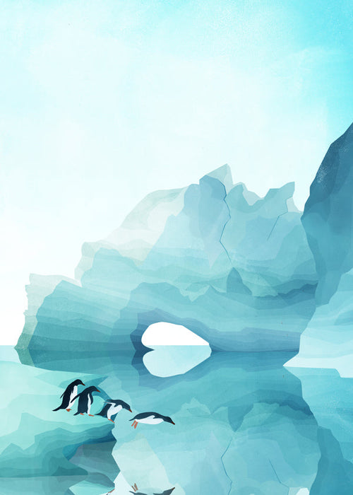 Artwork pinguïns bij ijsboog