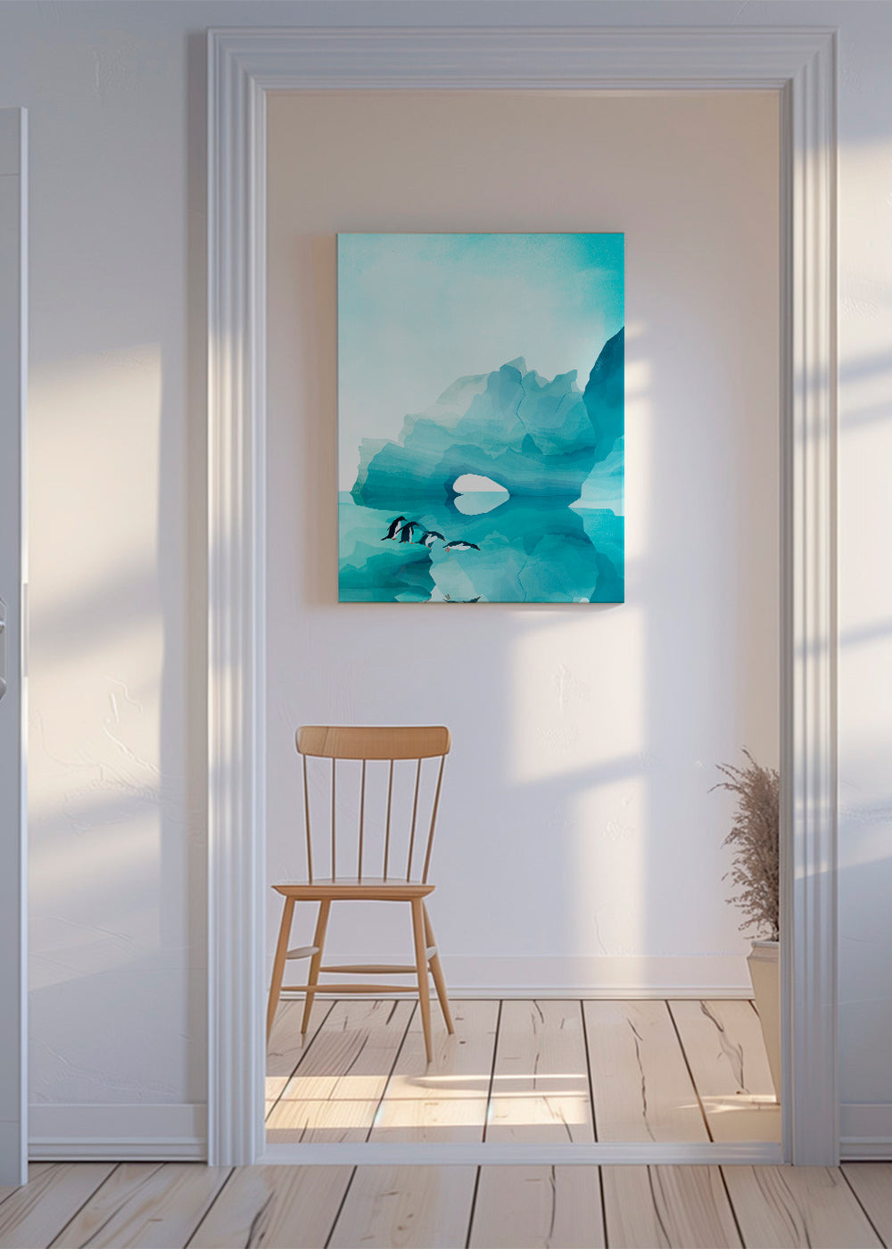 Artwork pinguïns bij ijsboog