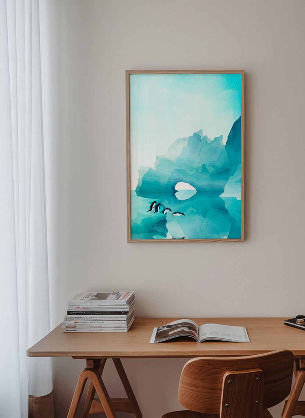 Artwork pinguïns bij ijsboog