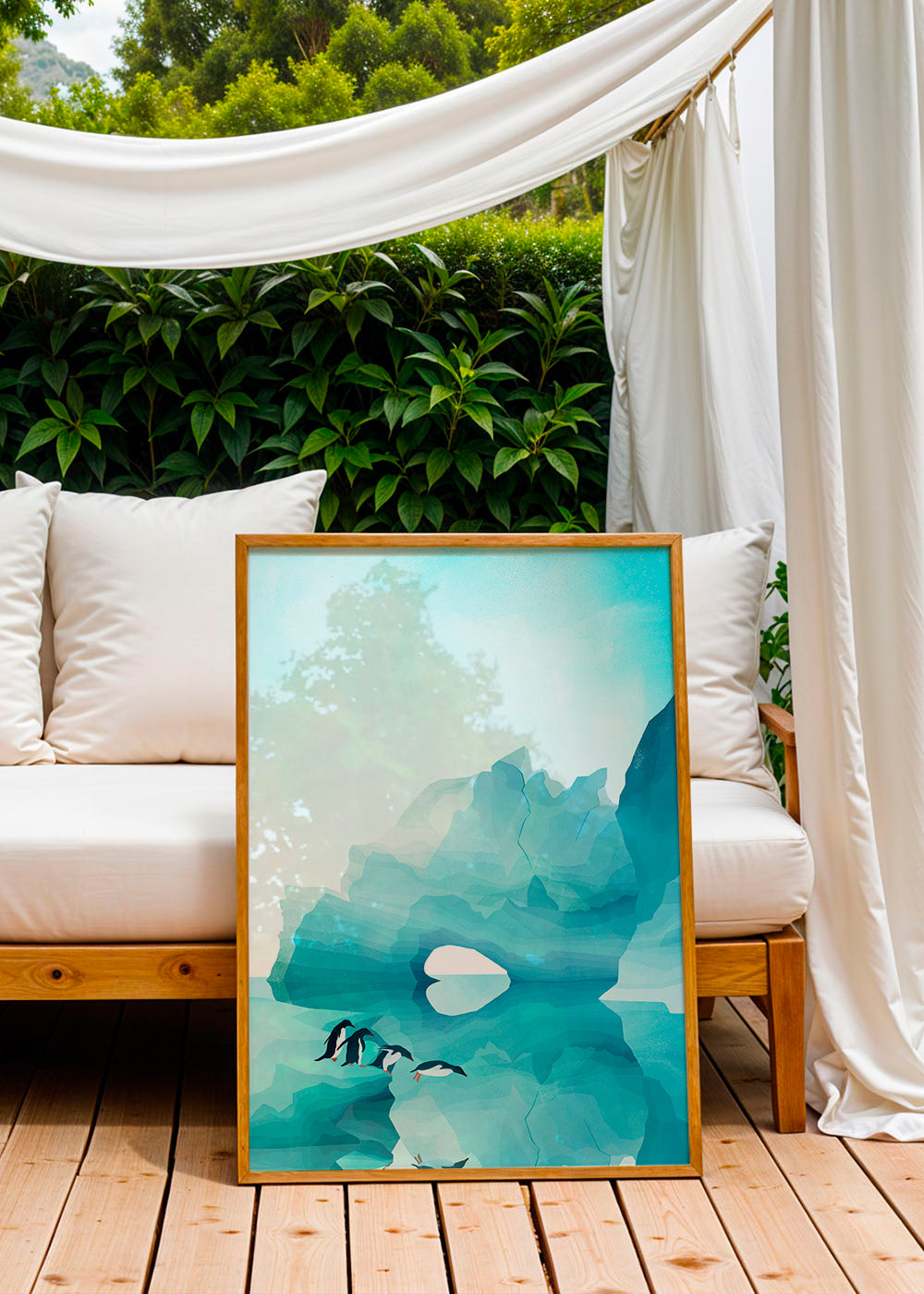 Artwork pinguïns bij ijsboog