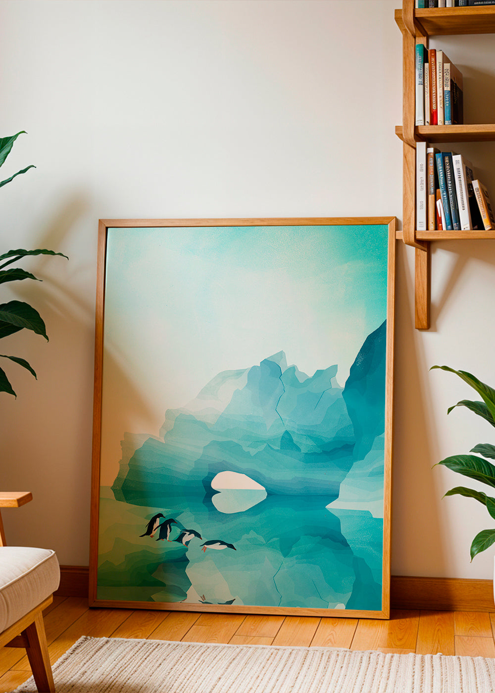 Artwork pinguïns bij ijsboog