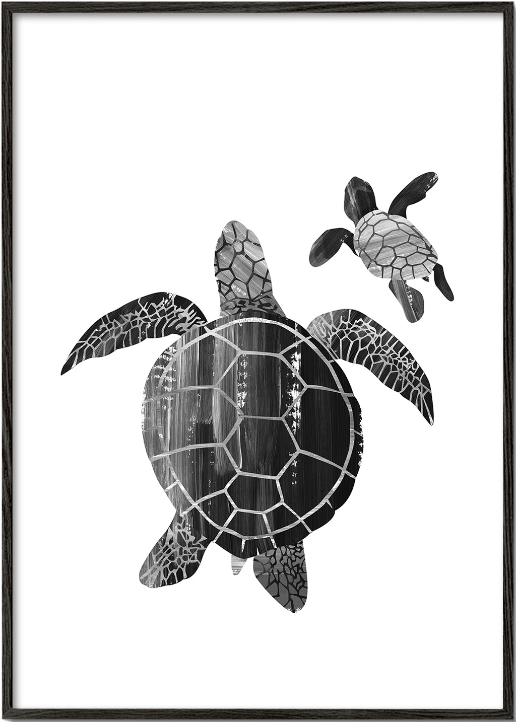 Minimalistische schildpad in zwart-wit
