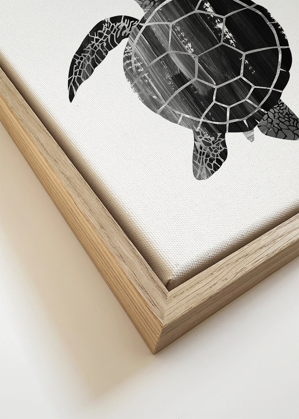 Minimalistische schildpad in zwart-wit