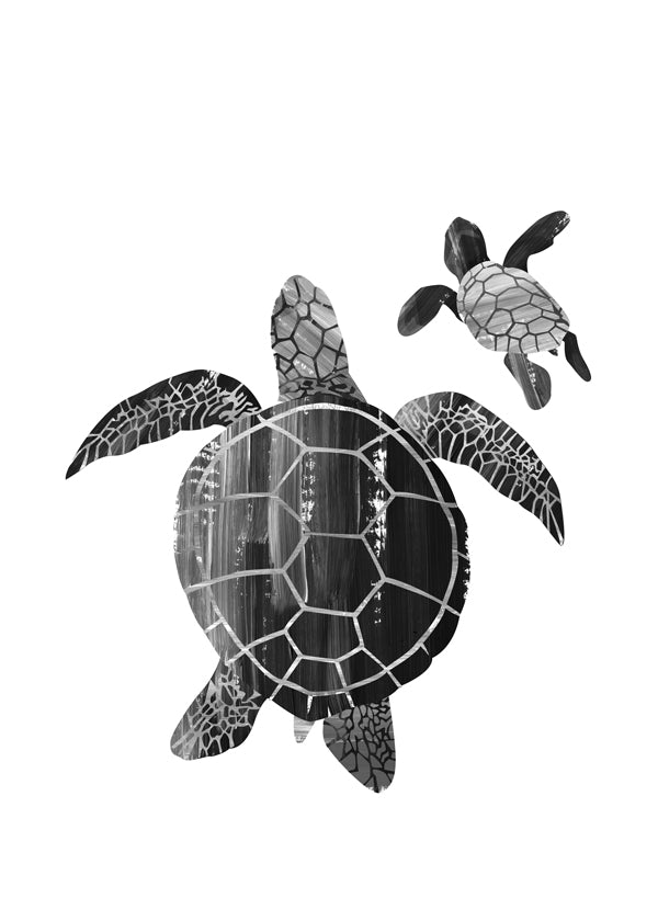 Minimalistische schildpad in zwart-wit