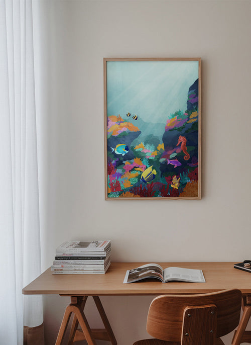 Landschap kunst: kleurrijk koraalrif illustratie