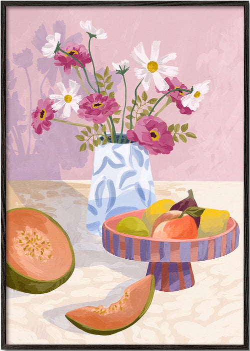 Keuken kunst: fruitstilleven met vaas