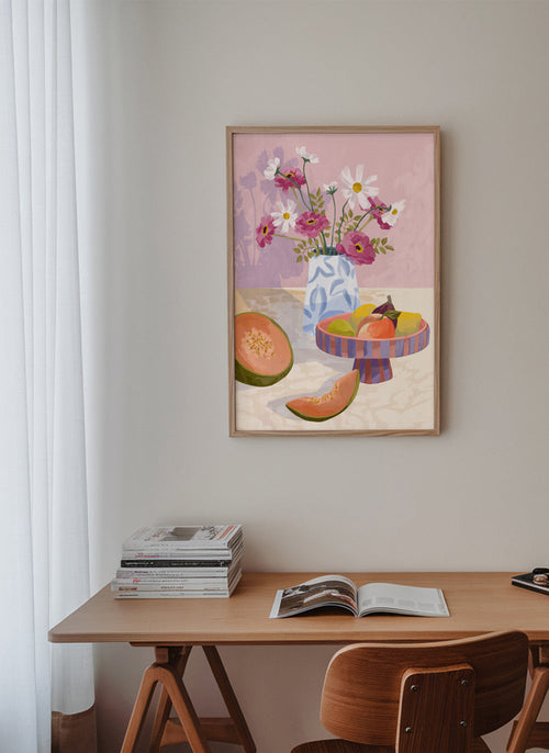 Keuken kunst: fruitstilleven met vaas