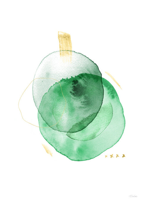 Abstract groen kunstwerk met gouden accenten