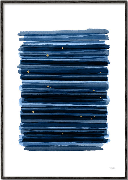 Abstract kunst met blauwe horizontale strepen