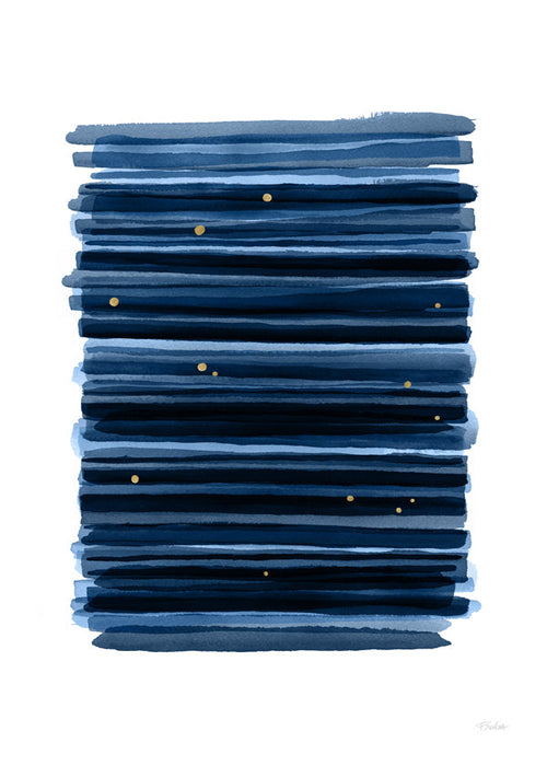 Abstract kunst met blauwe horizontale strepen
