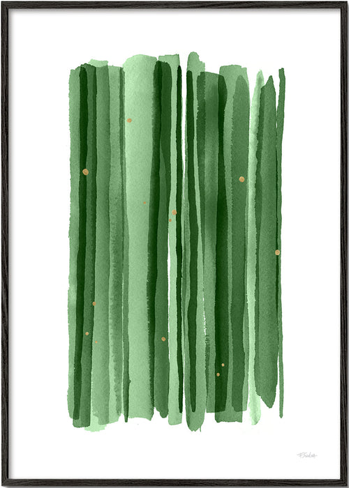 Botanische poster met verticale groene penseelstreken