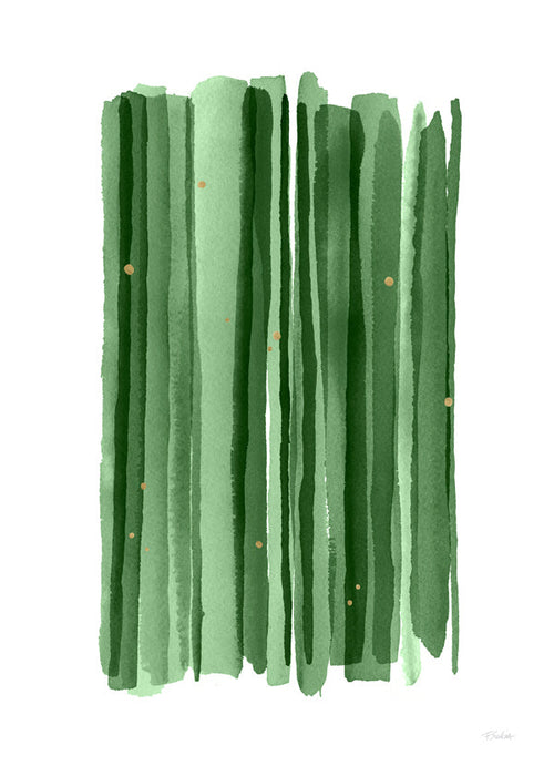 Botanische poster met verticale groene penseelstreken