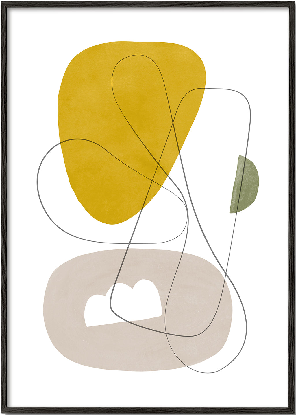 Abstract kunstwerk met organische gele vormen