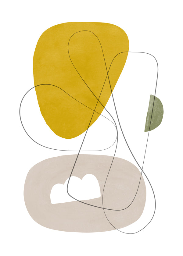 Abstract kunstwerk met organische gele vormen