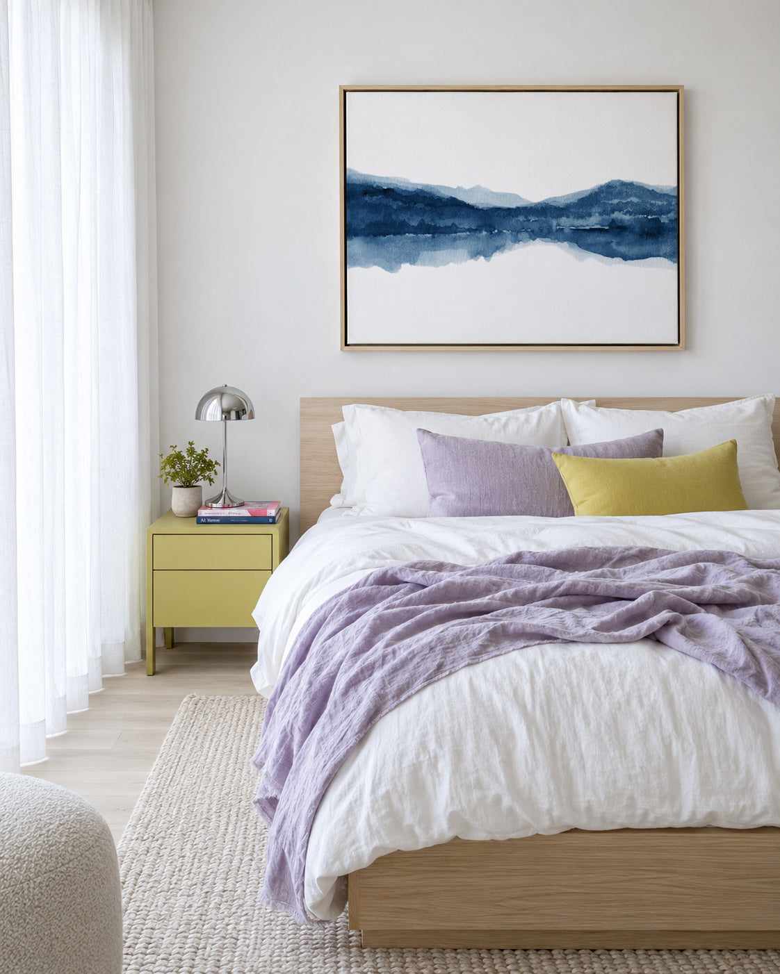 Watercolor landscape N1 - Framed canvas in an interior