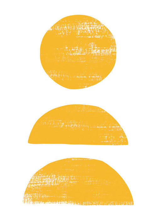 Minimalistisch ontwerp geel met gestapelde vormen