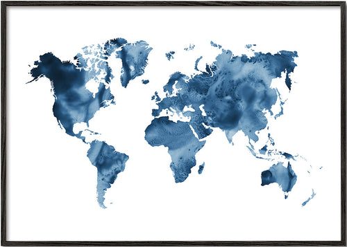 Keuken kunst: wereldkaart indigo