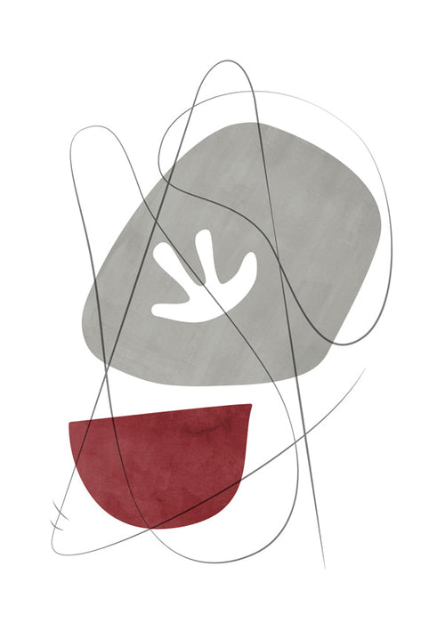 Abstract kunst met organische vormen en lineair gebaar