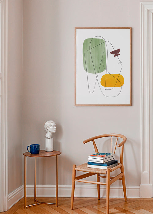 Abstracte poster met lineair profiel en kleurvlakken