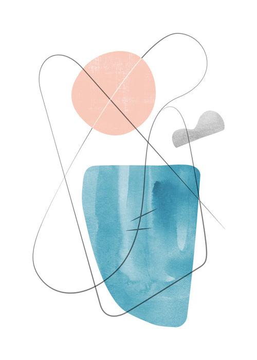 Abstract blauw kunstwerk met lijnenspel