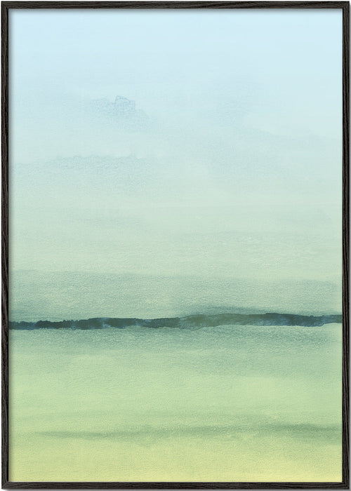 Landschapsschilderij aquarel met zacht horizon