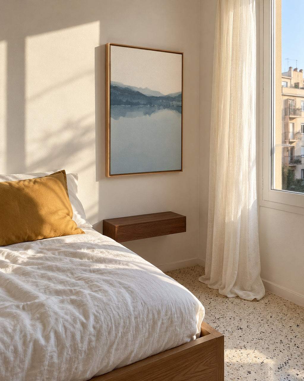 Watercolor Landscape N 11 - Framed canvas in an interior
