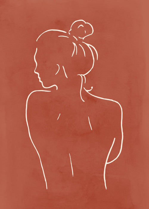 Lijnillustratie vrouwentorso sienna