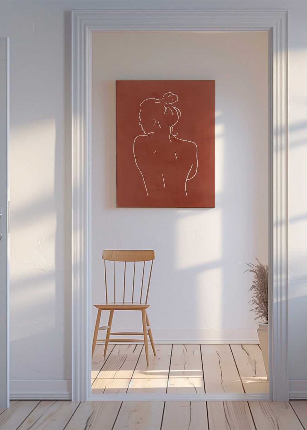 Lijnillustratie vrouwentorso sienna