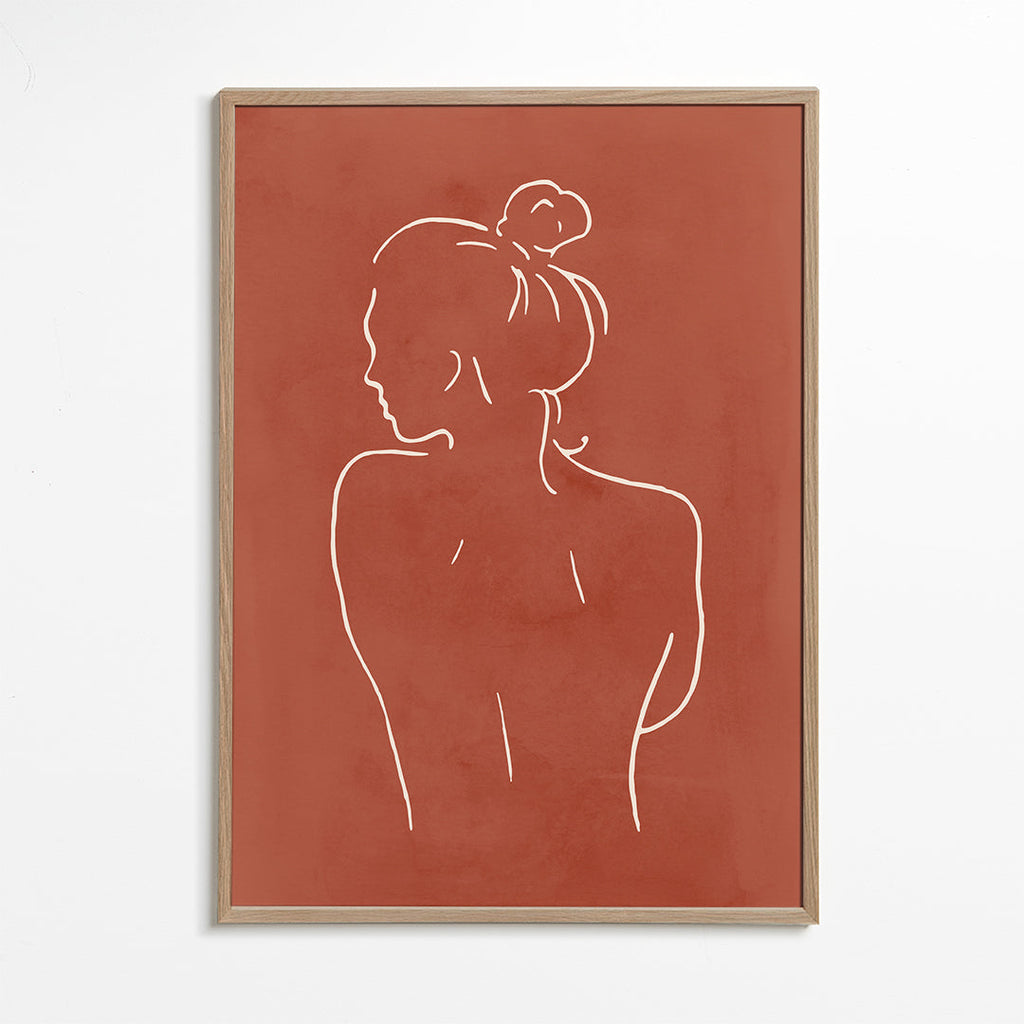 Lijnillustratie vrouwentorso sienna
