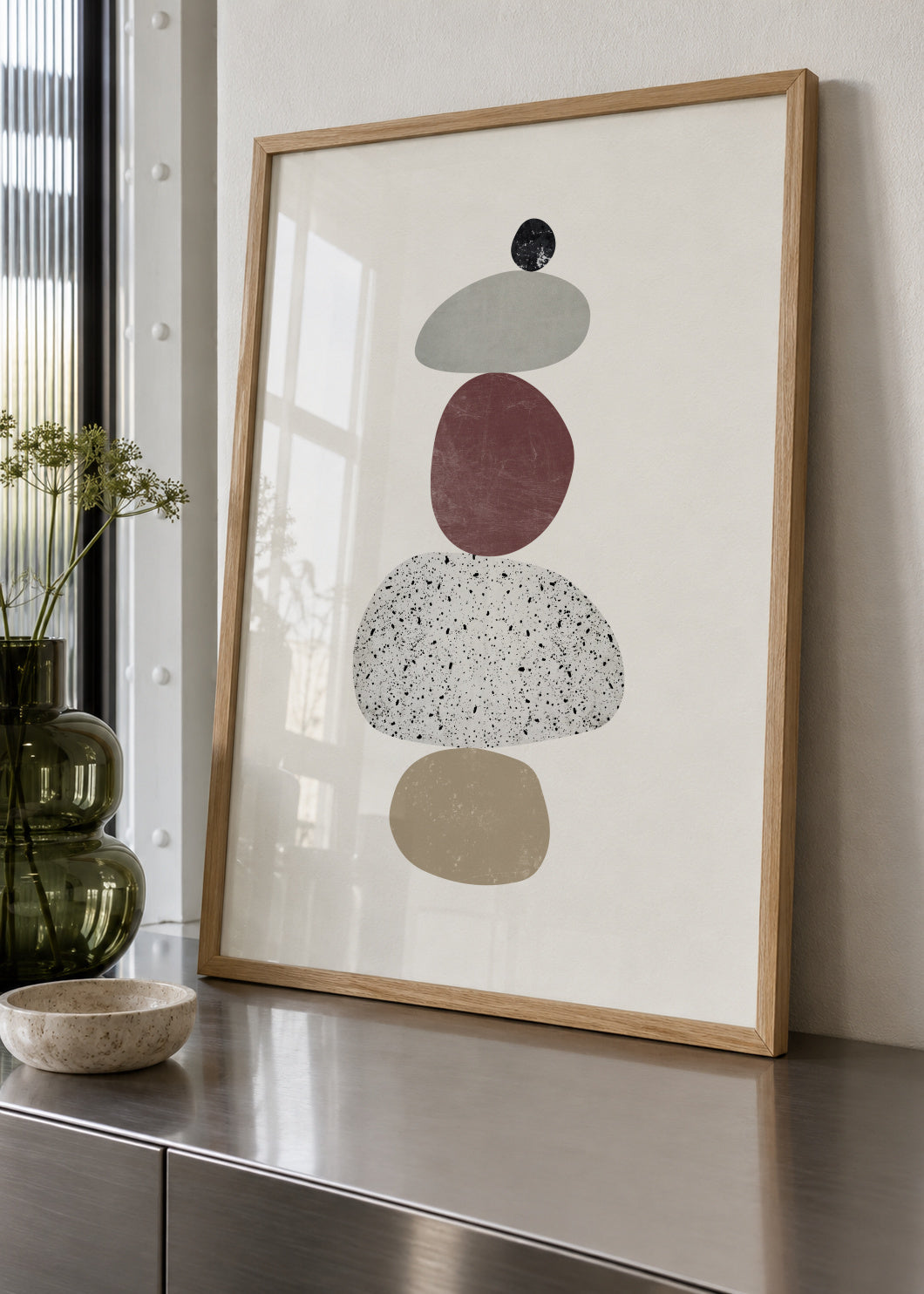 Pebbles N 6 - Framed poster in an interior