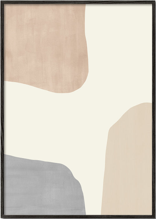 Abstracte kunst met beige organische vormen