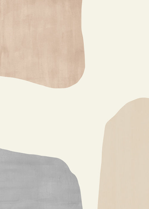 Abstracte kunst met beige organische vormen